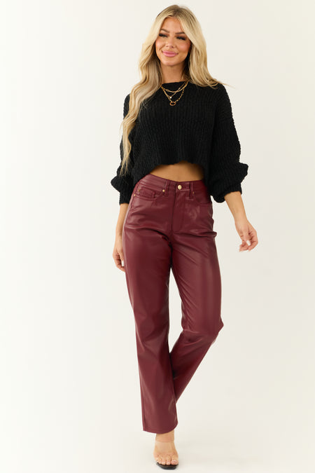 Judy Blue Wine Faux Leather Tummy Control Pants