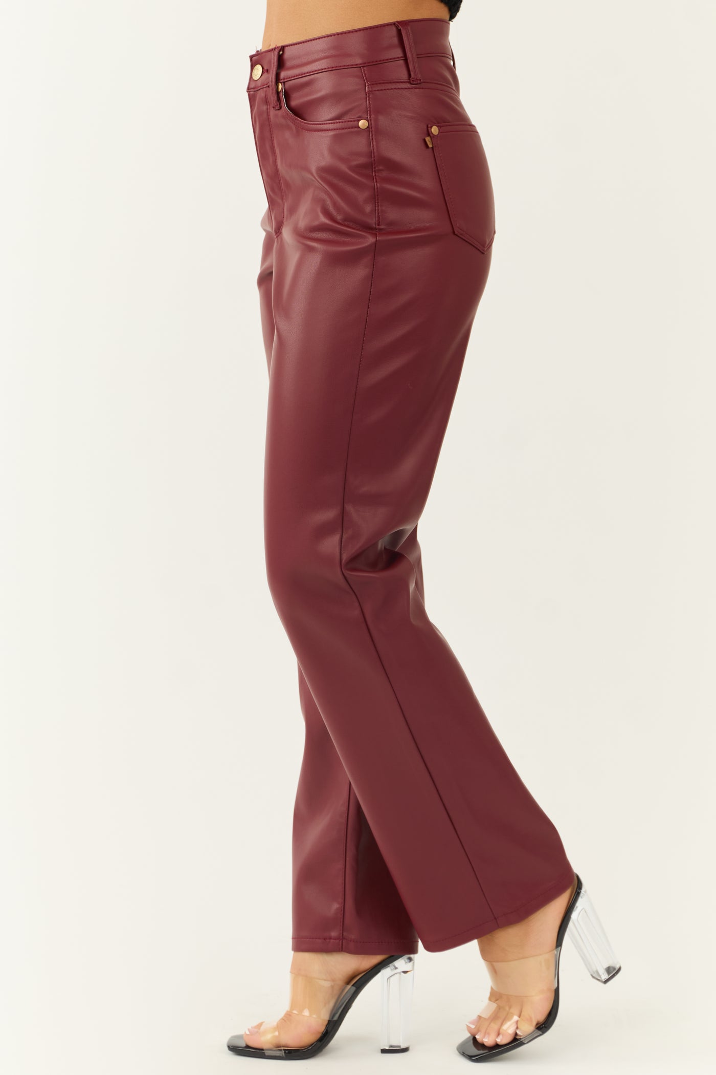 Judy Blue Wine Faux Leather Tummy Control Pants