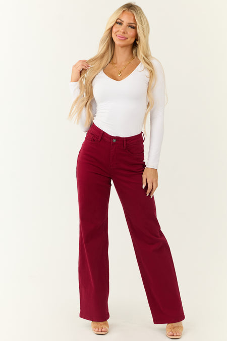 Judy Blue Wine Straight Leg Heart Pocket Jeans