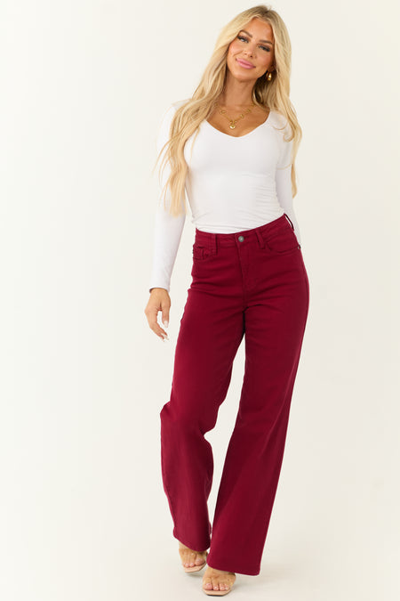 Judy Blue Wine Straight Leg Heart Pocket Jeans