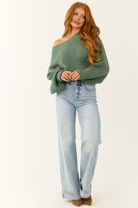 Juniper Popcorn Knit Cropped Oversized Sweater