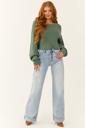 Juniper Popcorn Knit Cropped Oversized Sweater