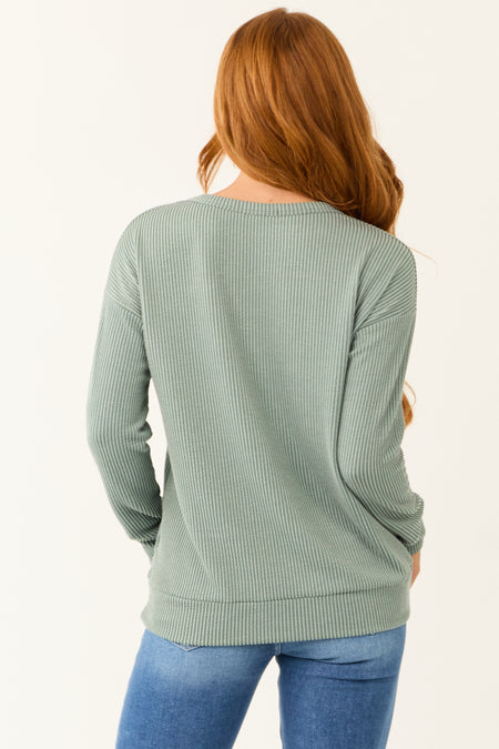 Juniper Ribbed Knit Long Sleeve Crew Neck Top