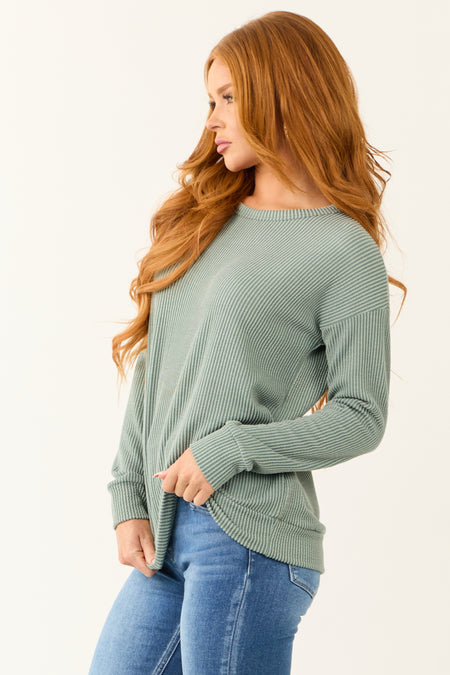 Juniper Ribbed Knit Long Sleeve Crew Neck Top