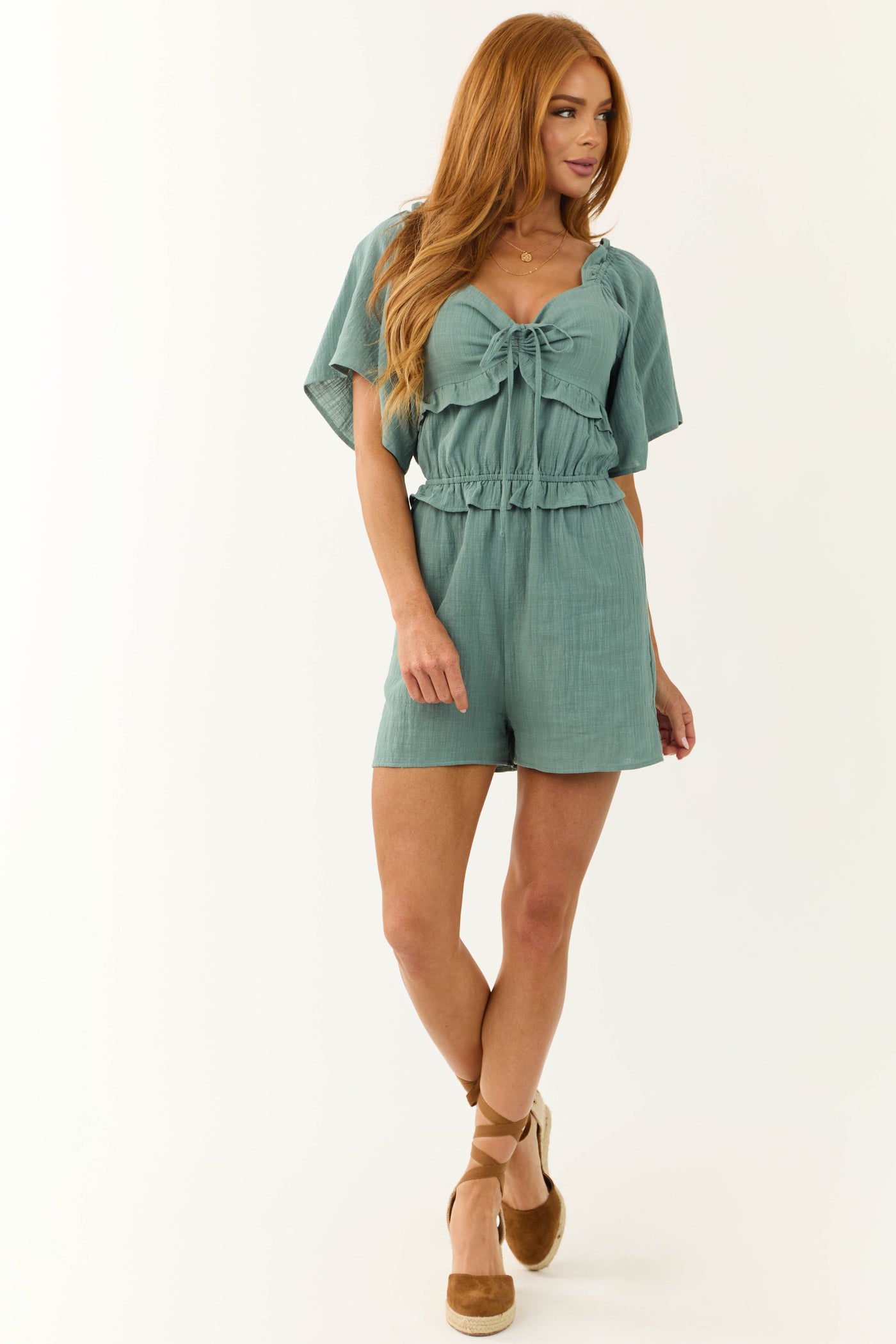 Juniper Short Sleeve Ruffle Detail Romper