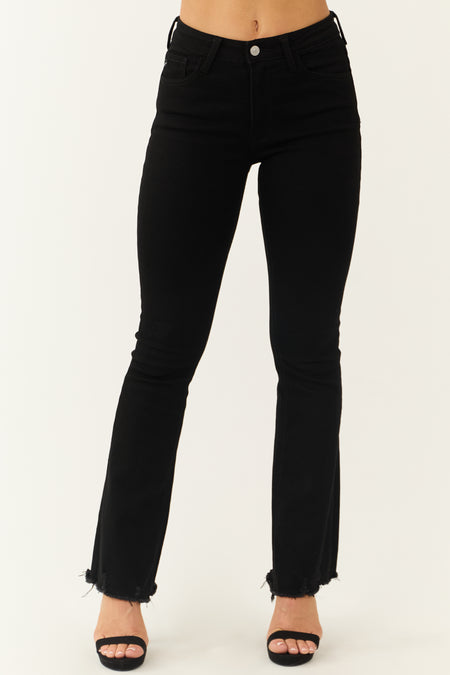 KanCan Black High Rise Raw Hem Bootcut Jeans