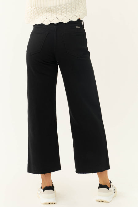 KanCan Black High Rise Wide Leg Cropped Jeans