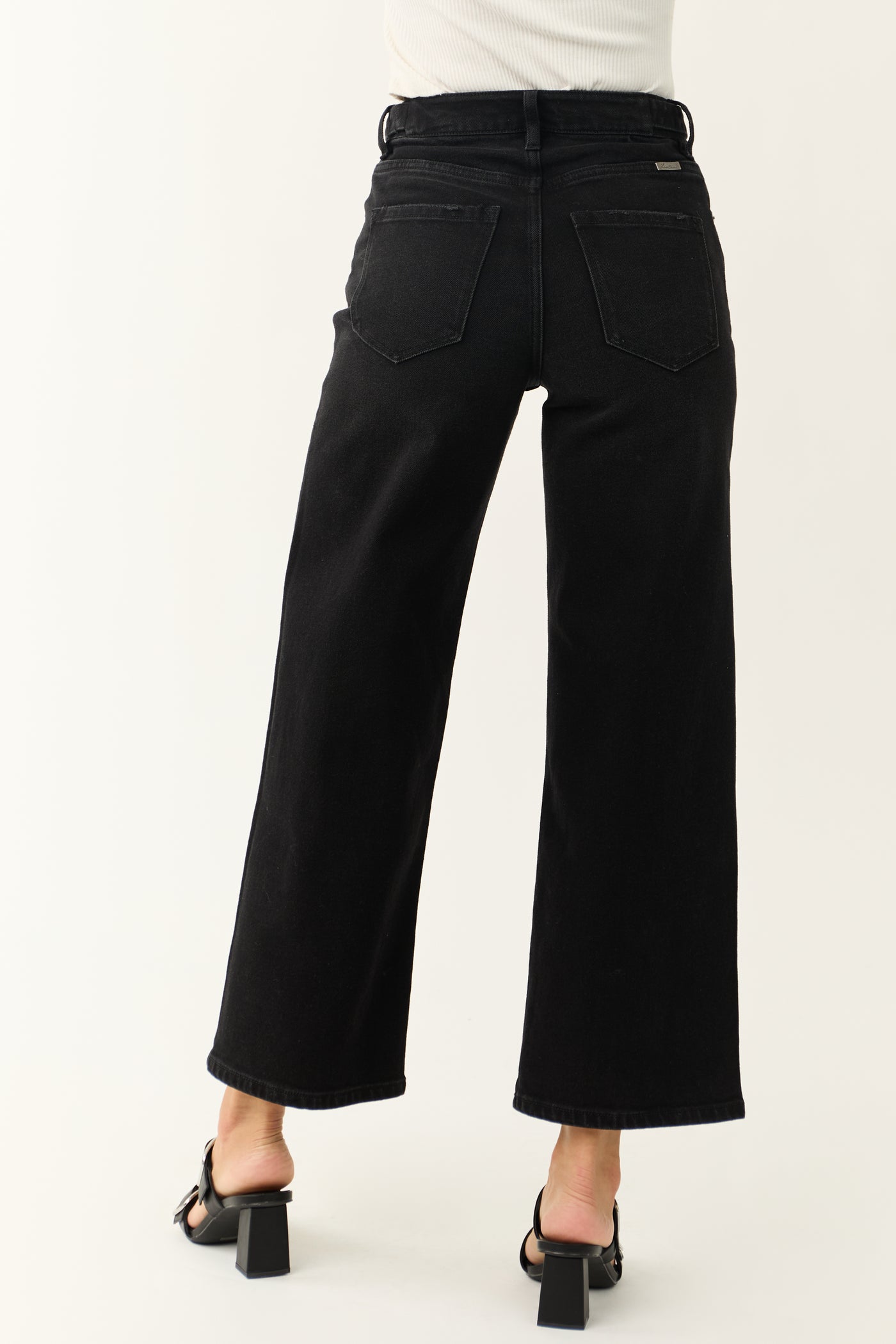 KanCan Black Ultra High Rise Cropped Wide Leg Jeans