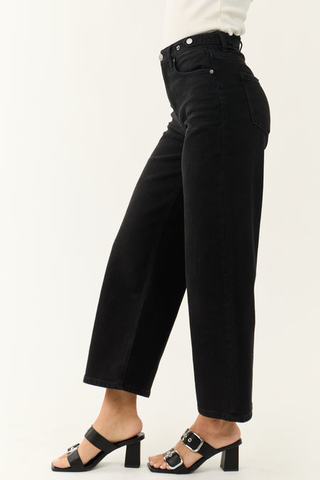 KanCan Black Ultra High Rise Cropped Wide Leg Jeans