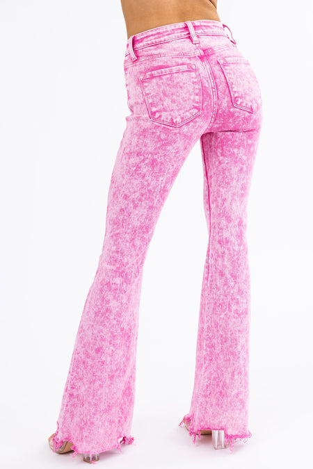 KanCan Bubblegum Acid Wash Flare Jeans