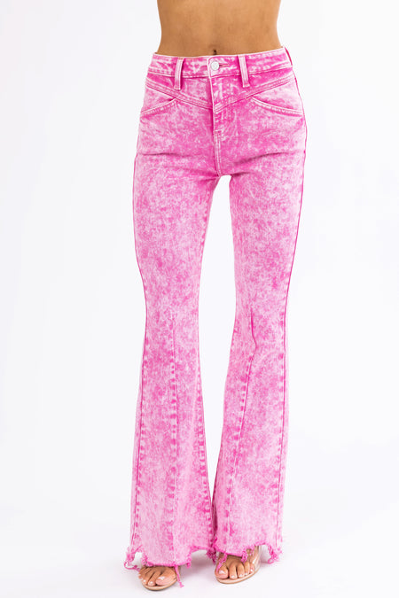 KanCan Bubblegum Acid Wash Flare Jeans