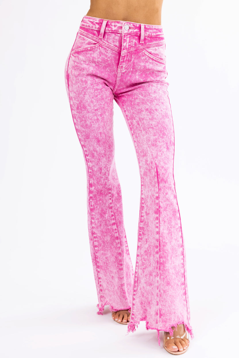 KanCan Bubblegum Acid Wash Flare Jeans