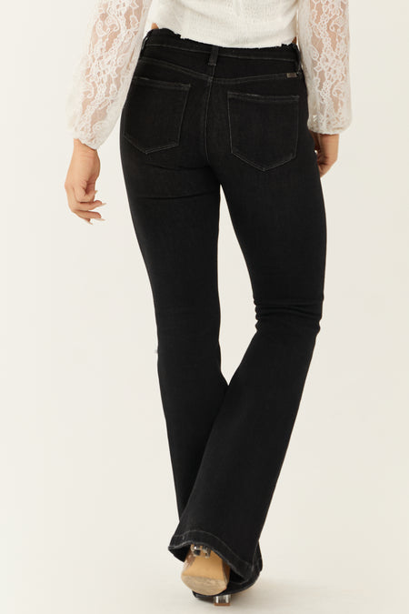 KanCan Charcoal Mid Rise Distressed Flare Jeans