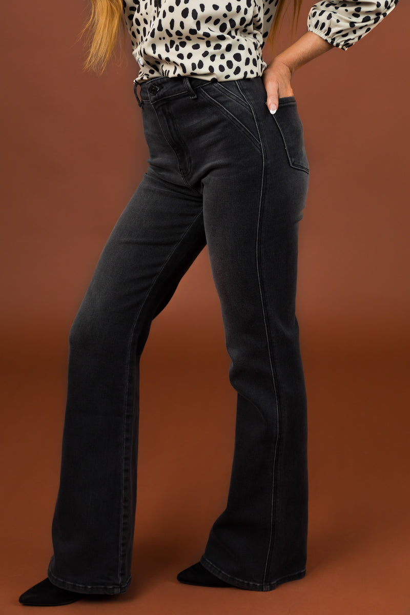 KanCan Dark Grey Ultra High Rise Flare Jeans 