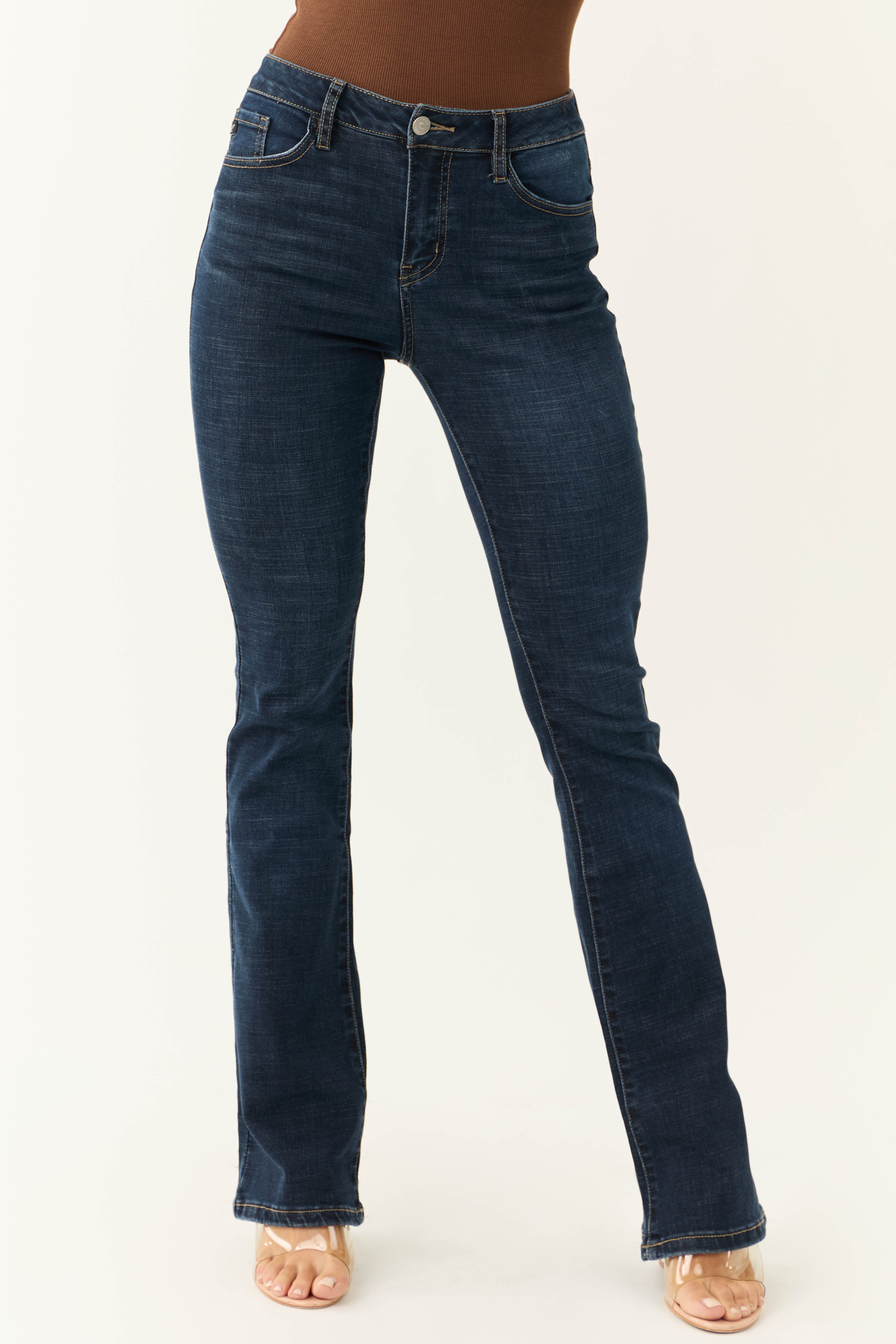 KanCan Dark Wash Flare Leg High Rise Jeans