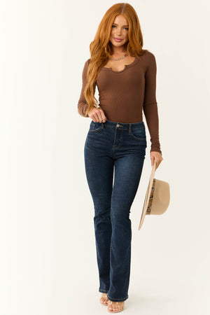 KanCan Dark Wash Flare Leg High Rise Jeans