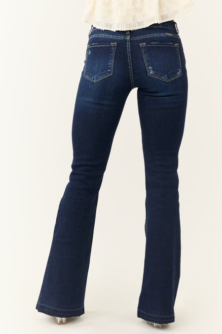 KanCan Dark Wash Flare Leg Mid Rise Jeans