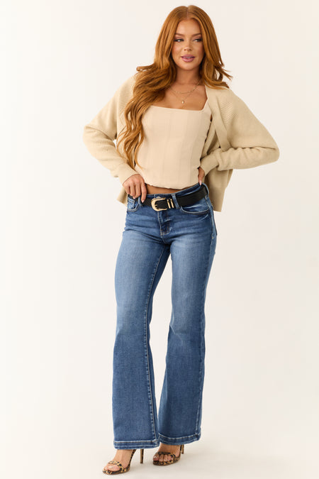 KanCan Dark Wash High Rise Wide Leg Flare Jeans