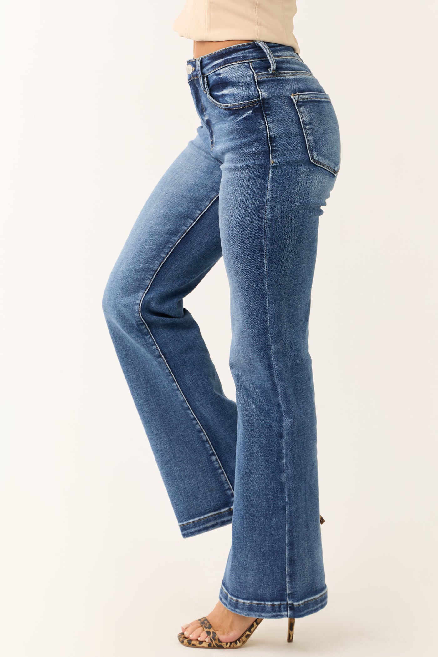 KanCan Dark Wash High Rise Wide Leg Flare Jeans