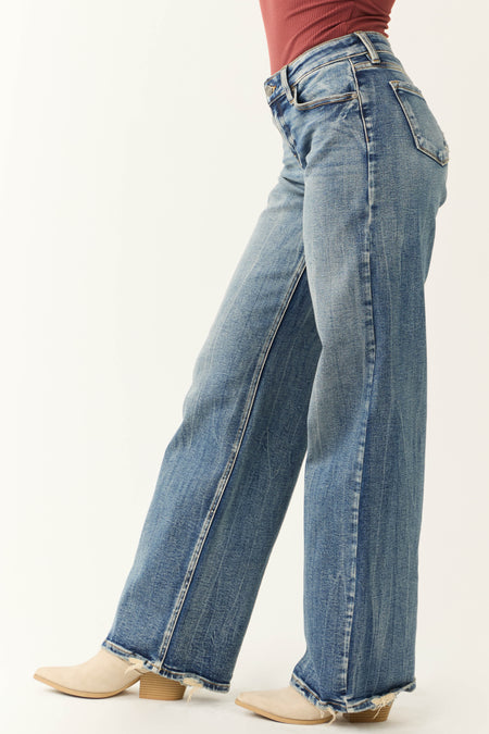 KanCan Dark Wash Mid Rise Wide Leg Jeans