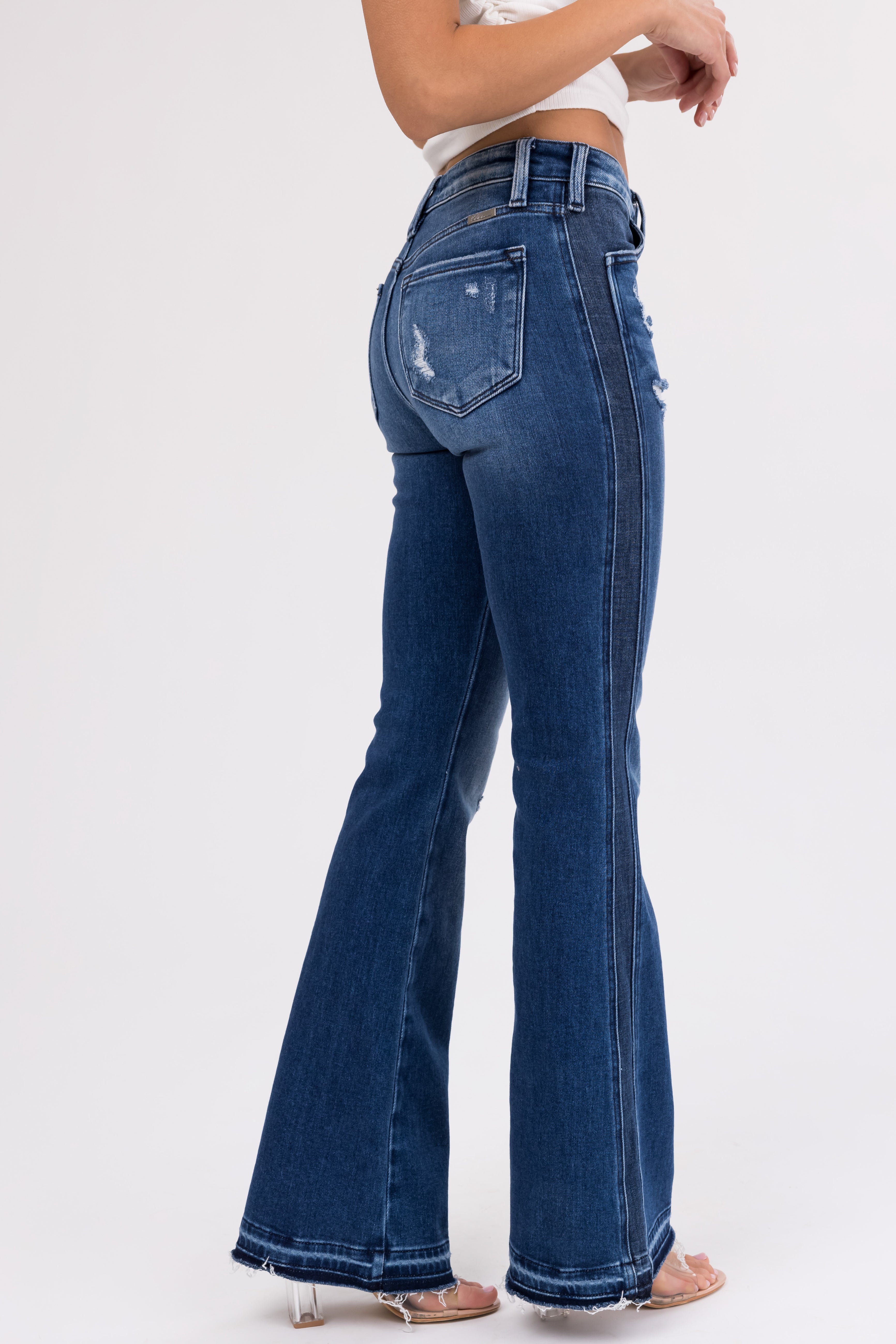 KanCan Dark Washed Double Seam Flare Jeans