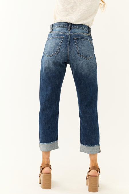 KanCan Dark Washed Rigid High Rise Straight Jeans