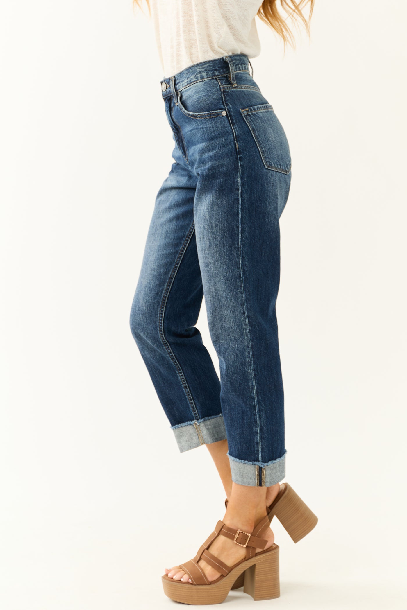 KanCan Dark Washed Rigid High Rise Straight Jeans