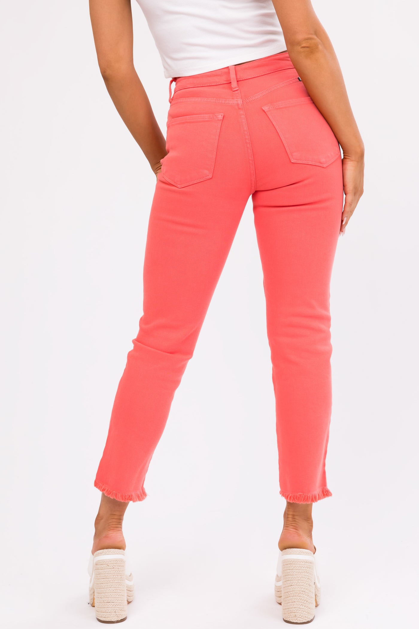 KanCan Deep Coral Straight Leg Ankle Jeans