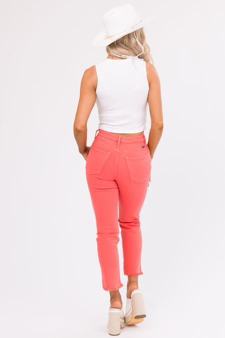 KanCan Deep Coral Straight Leg Ankle Jeans