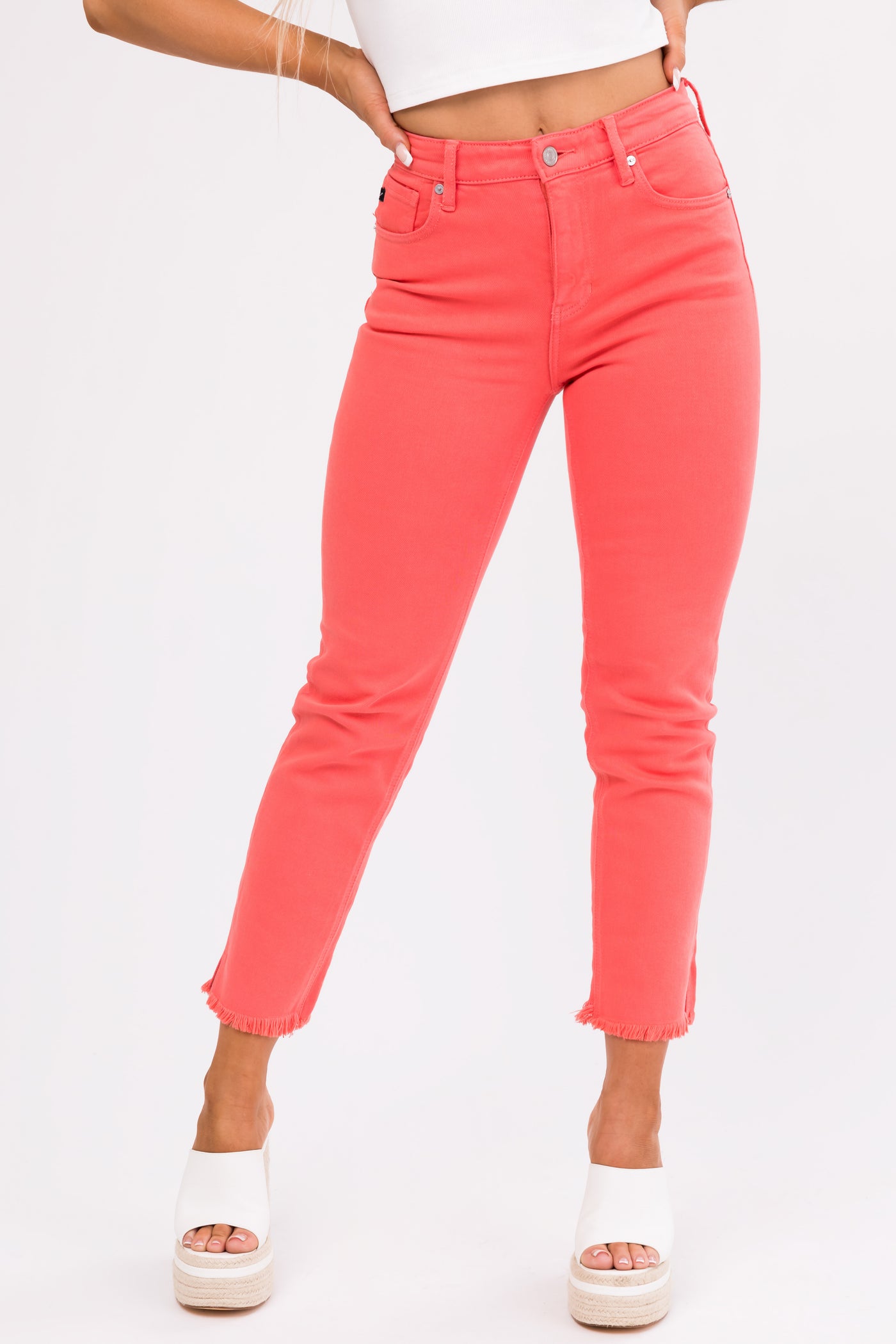 KanCan Deep Coral Straight Leg Ankle Jeans