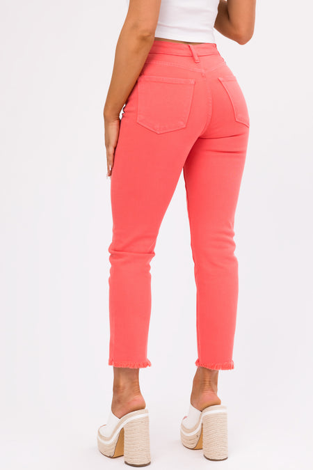 KanCan Deep Coral Straight Leg Ankle Jeans