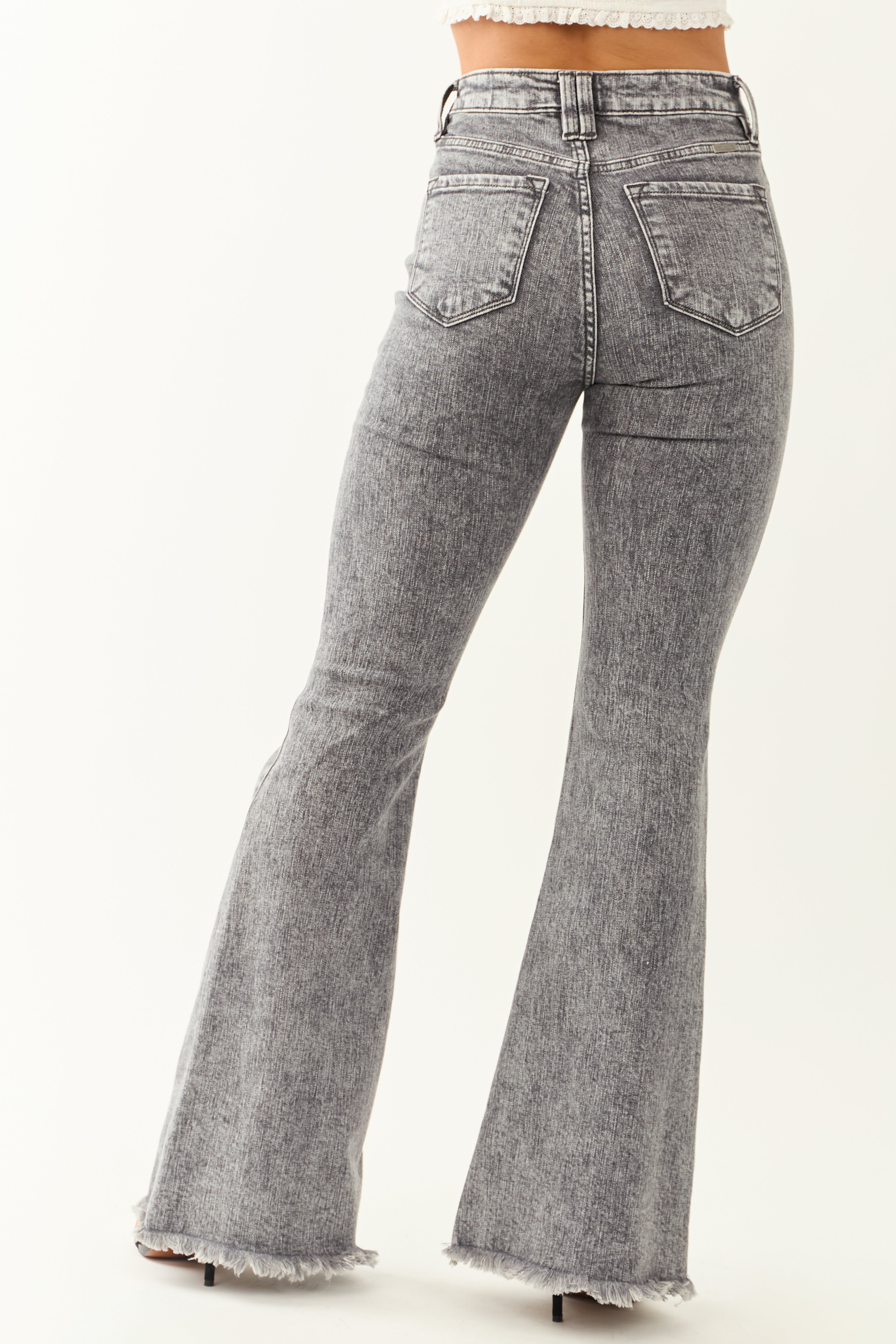 KanCan Graphite Wash Stretchy Front Seam Flare Jeans