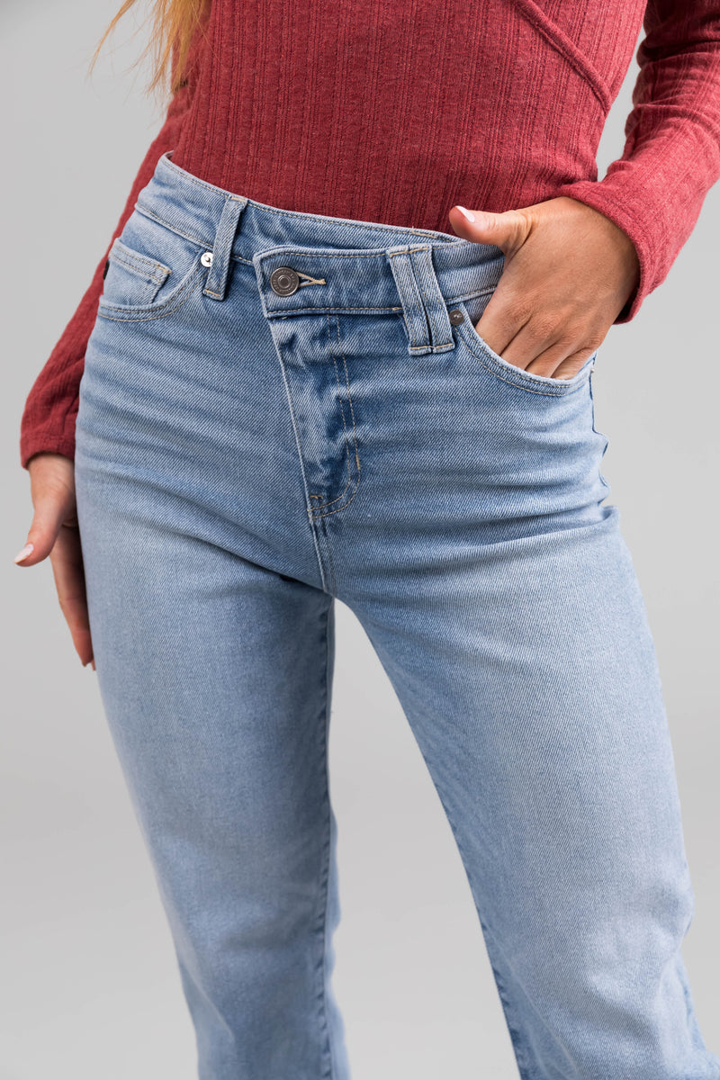 KanCan High Rise 90's Criss Cross Straight Jeans