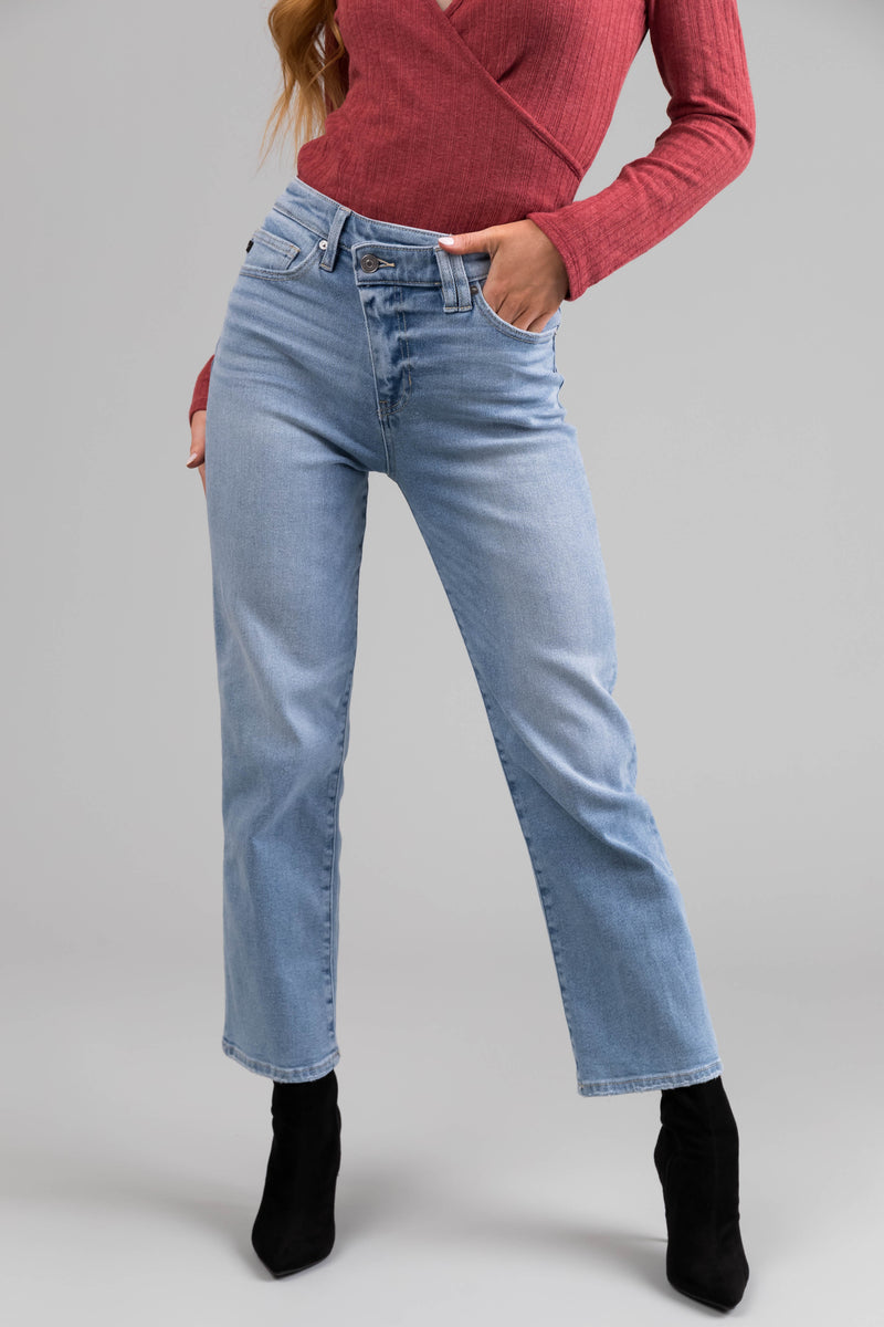 KanCan High Rise 90's Criss Cross Straight Jeans