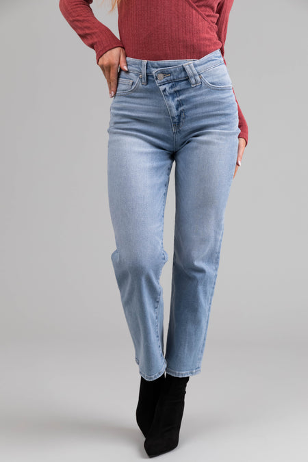 KanCan High Rise 90's Criss Cross Straight Jeans