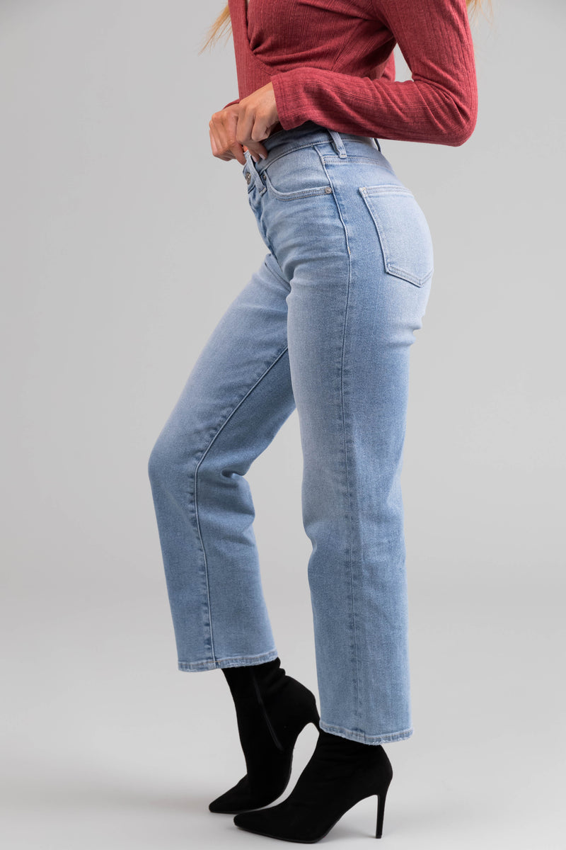 KanCan High Rise 90's Criss Cross Straight Jeans