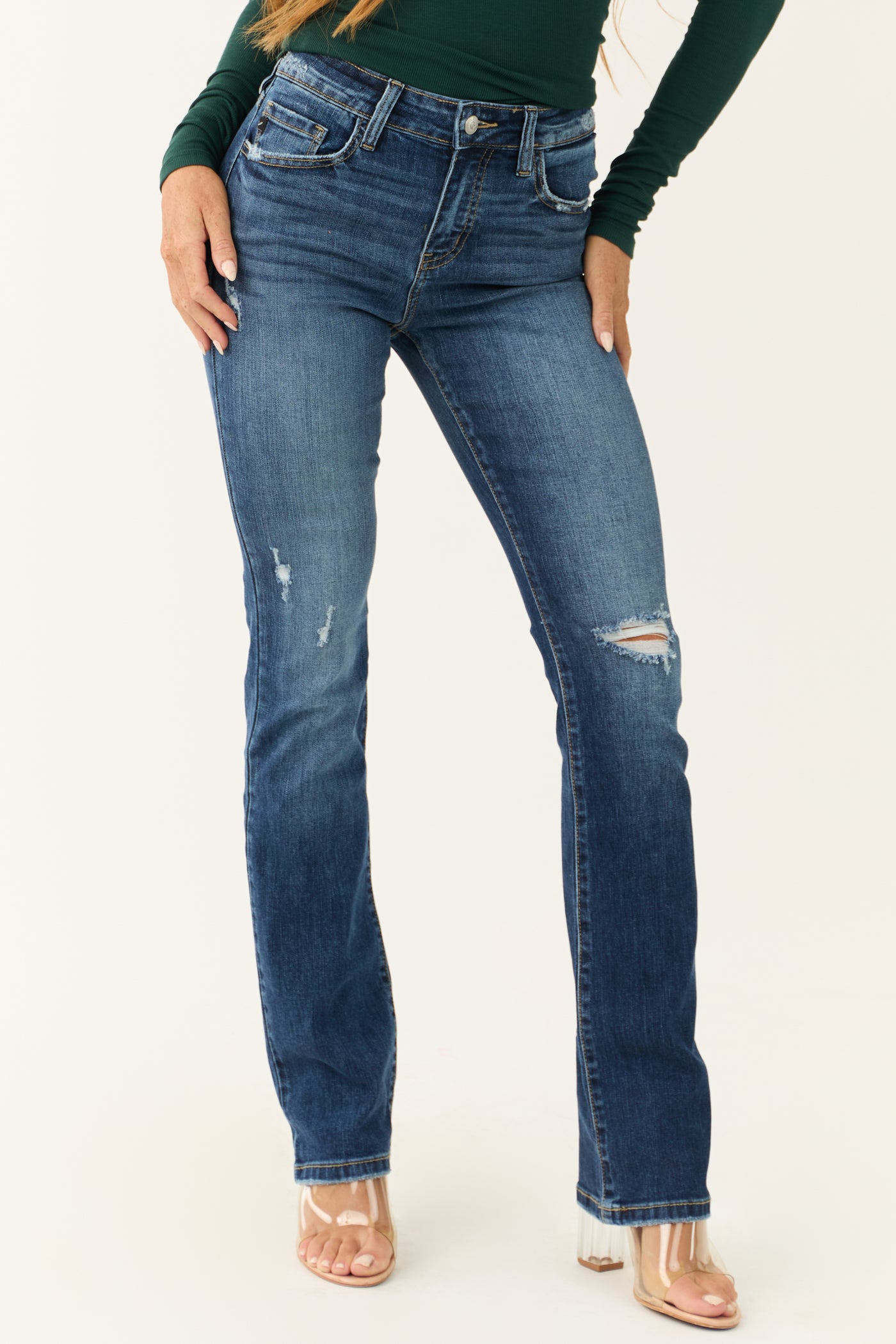 KanCan High Rise Dark Wash Skinny Bootcut Jeans