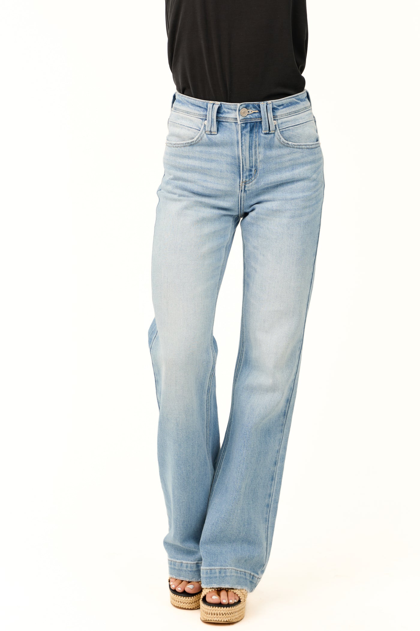 KanCan Light Wash High Rise Wide Relaxed Denim Jeans