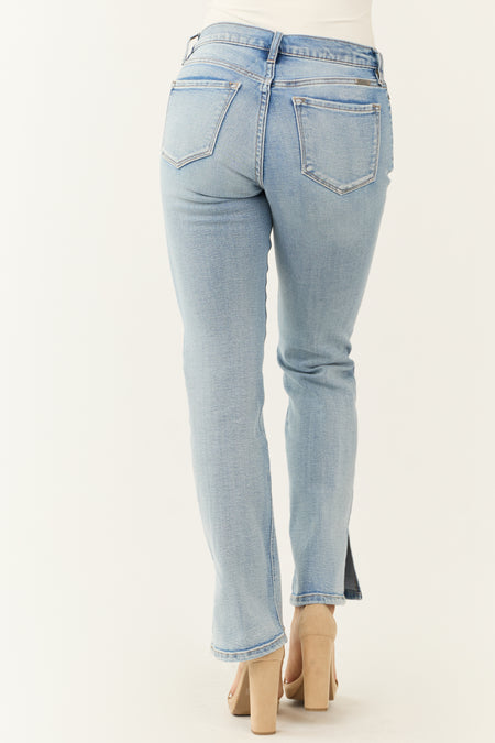 KanCan Medium Light Wash Bootcut Side Slit Hem Jeans