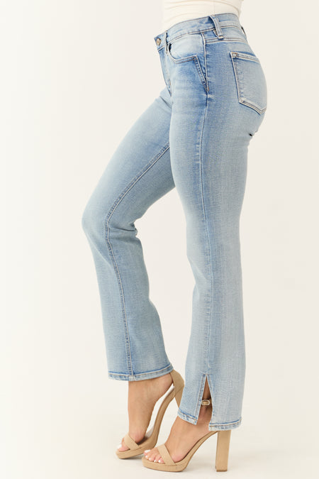 KanCan Medium Light Wash Bootcut Side Slit Hem Jeans