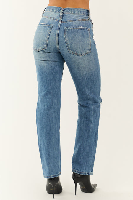 KanCan Medium Wash Distressed 90's Straight Leg Jeans