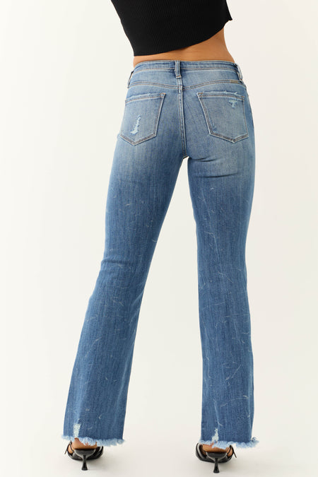 KanCan Medium Wash Flare Leg Distressed Jeans