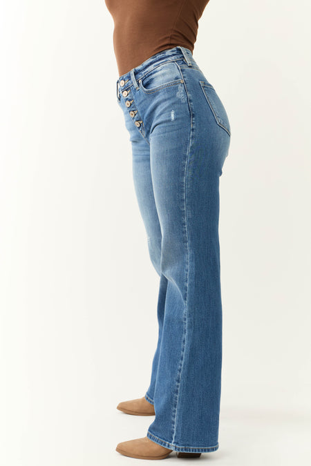 KanCan Medium Wash High Rise 90's Flare Jeans