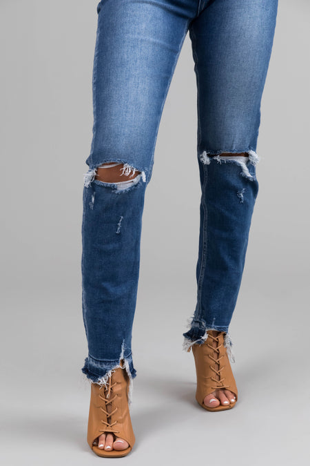 KanCan Medium Wash High Rise Distressed Jeans