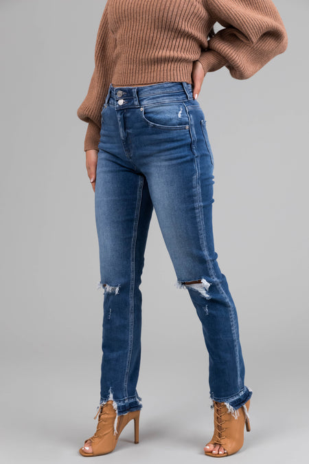 KanCan Medium Wash High Rise Distressed Jeans