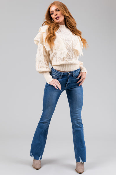 Cello Bailey White Denim Flare Jeggings