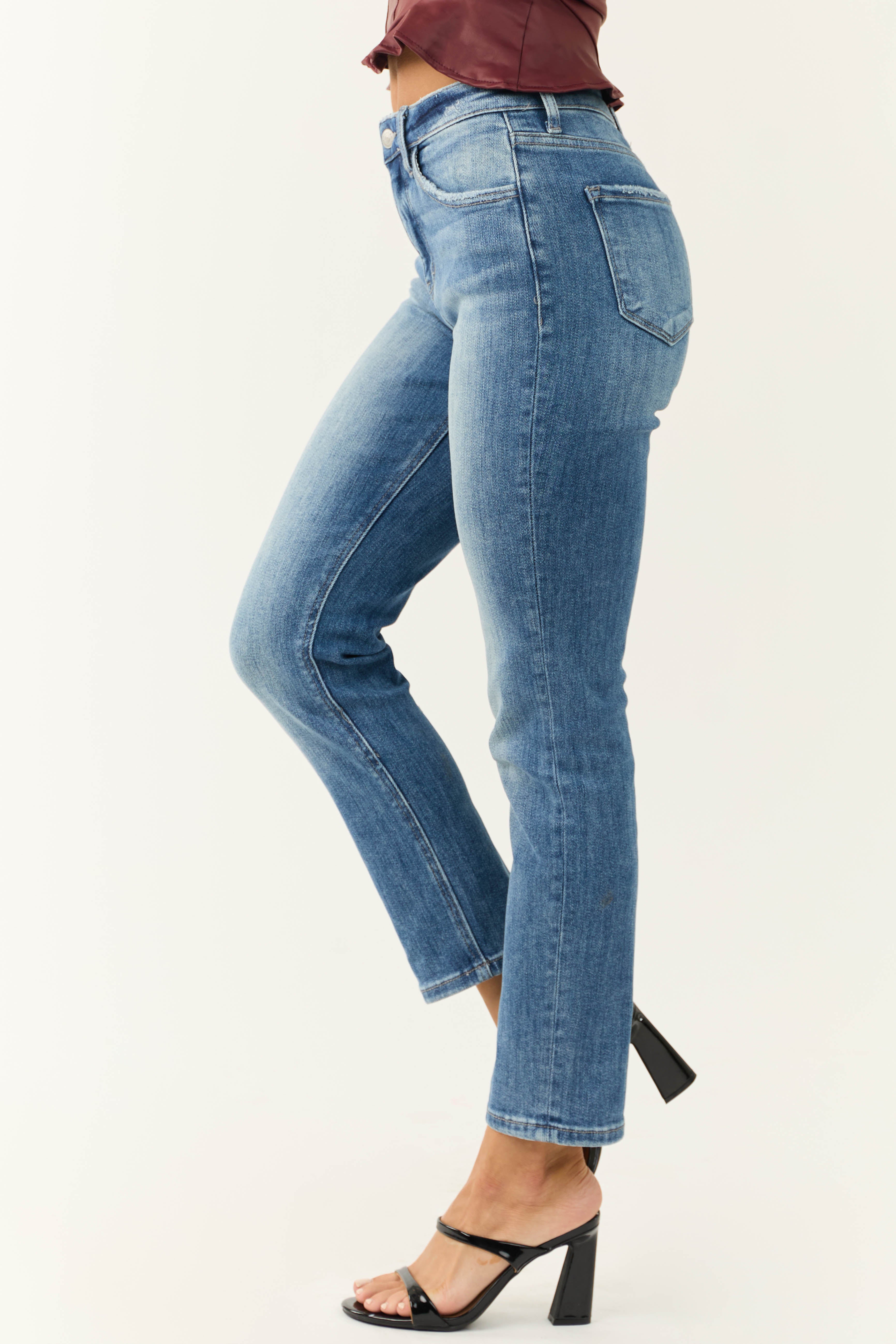 KanCan Medium Wash High Rise Slim Straight Jeans