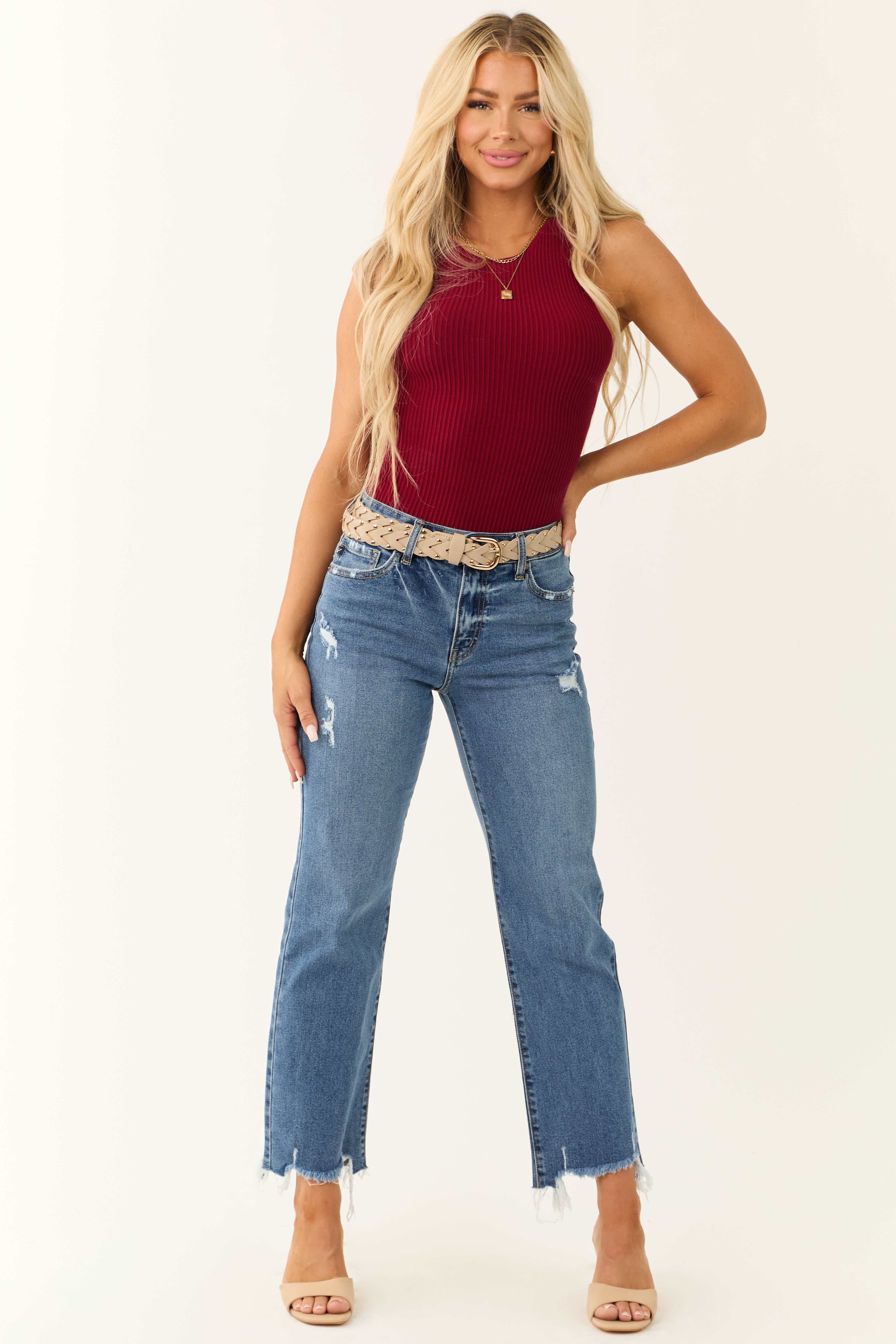 KanCan Medium Wash High Rise Slim Wide Leg Jeans