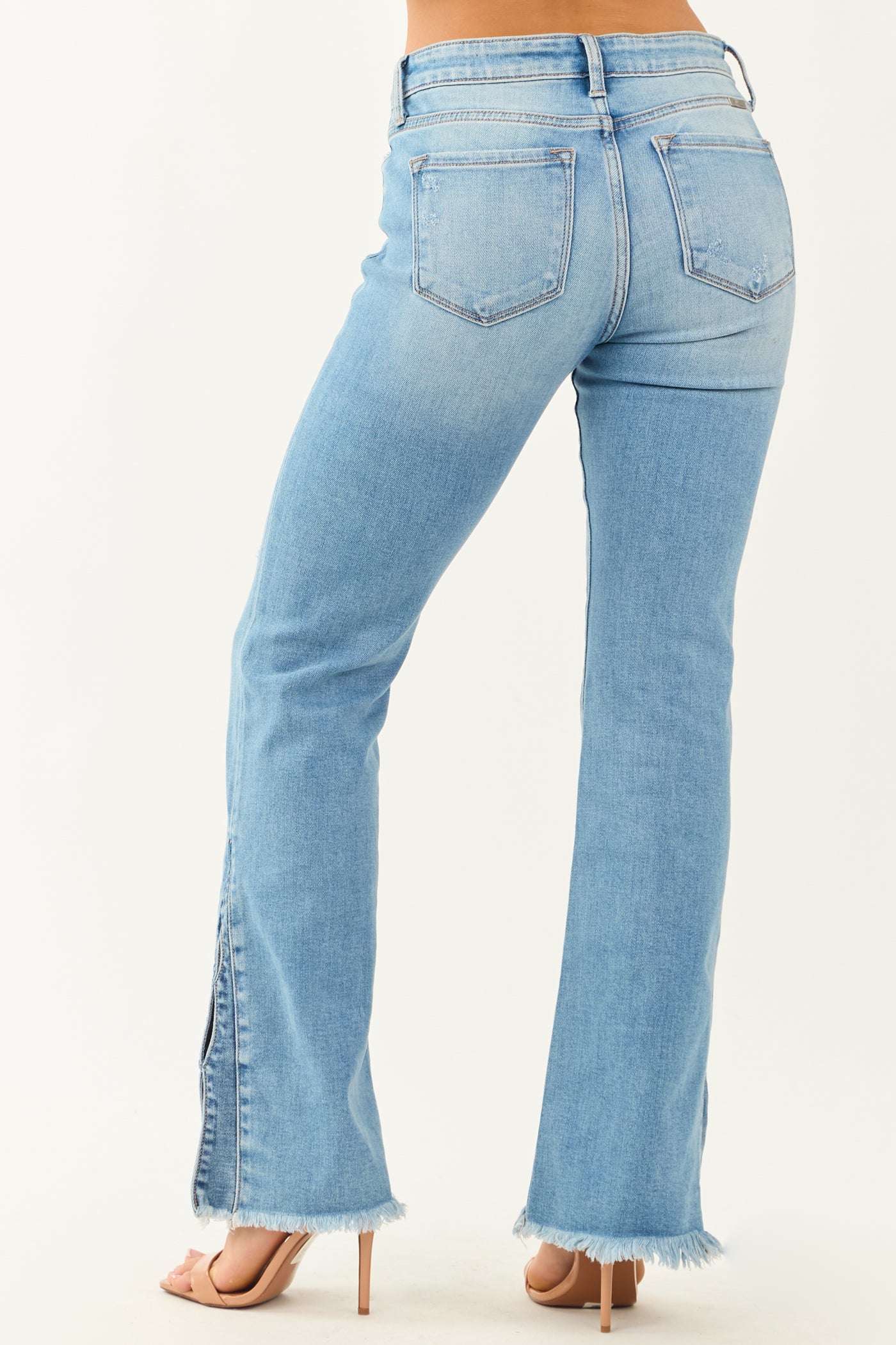 KanCan Medium Wash Slit Hem Stretchy Bootcut Jeans