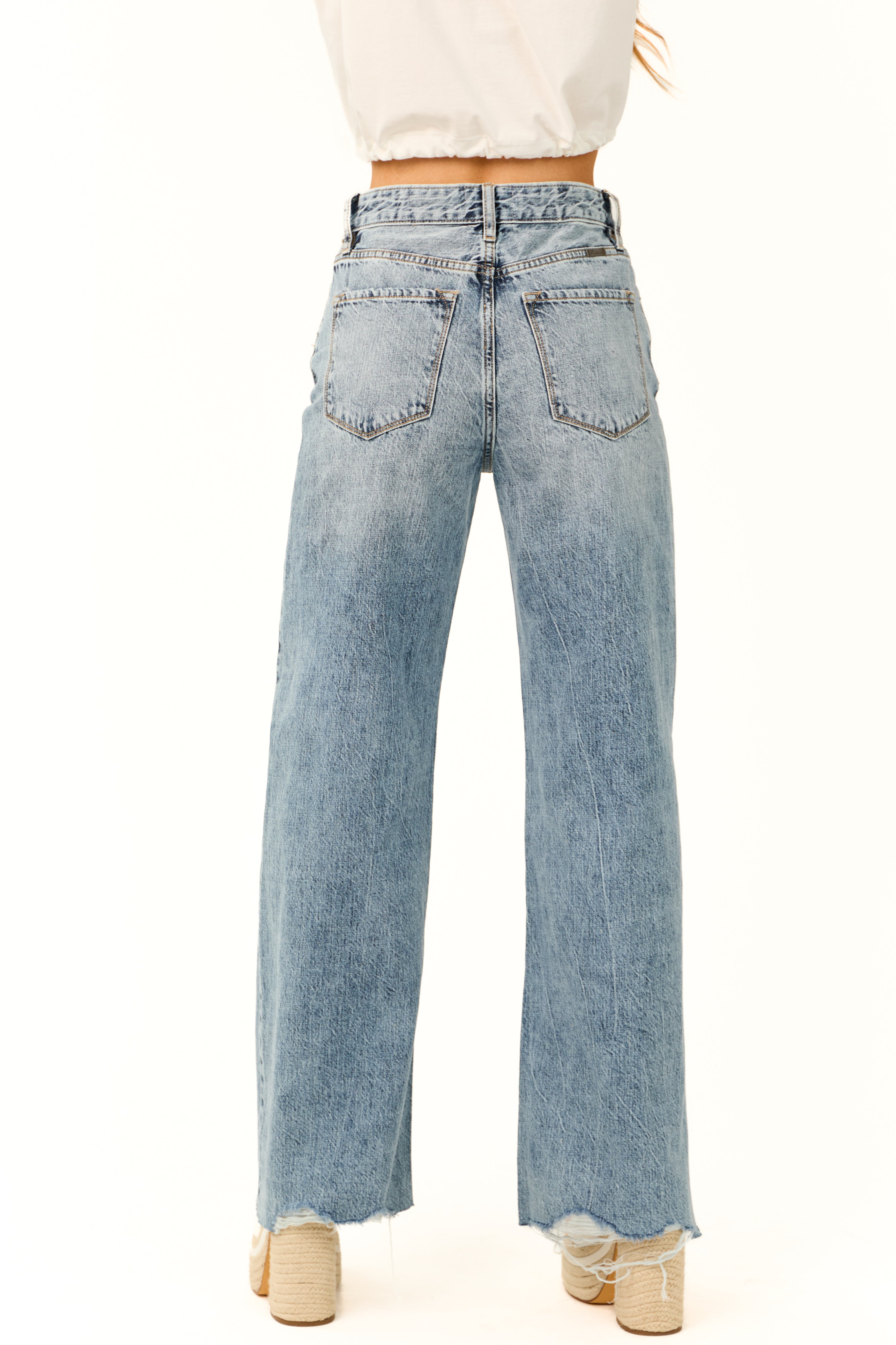 KanCan Medium Wash Ultra High Rise Wide Leg Jeans